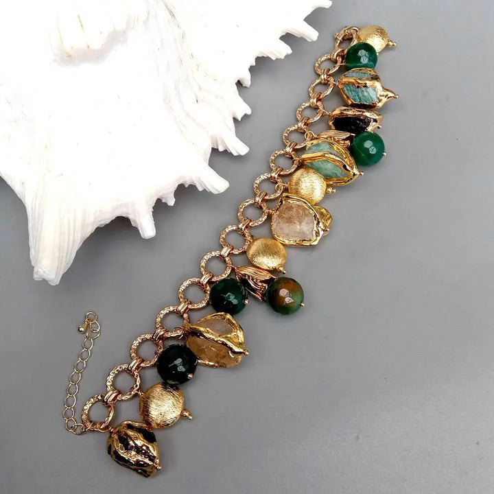 Nerida Citrine Amethyst Amazonite Charm Bracelet