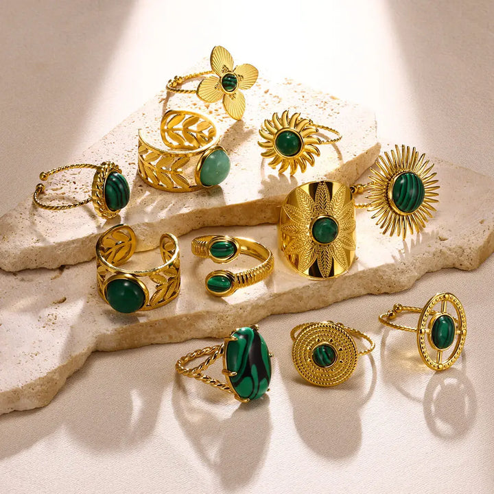 Odessa Malachite Ring Stacks (sep some of them out into diff listings)