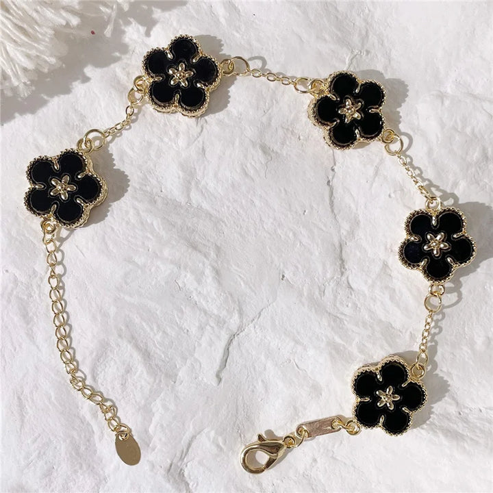 HUANZHI Colorful Butterfly Flower Heart Bracelet for Women Girl Link Chain Adjustable Double Sided Party Charm Jewelry Wholesale