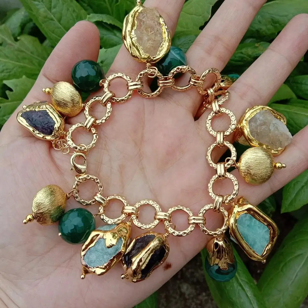 Nerida Citrine Amethyst Amazonite Charm Bracelet