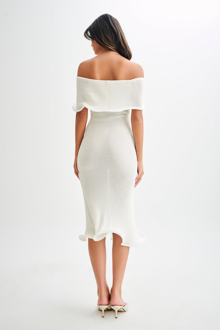 Andrea Off Shoulder Knit Midi Dress - Ivory