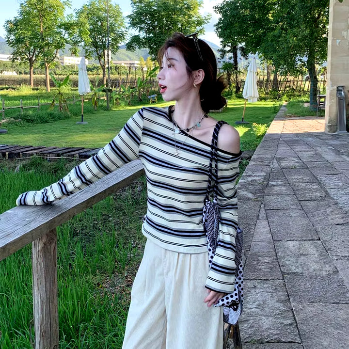 Elektra Striped Off-Shoulder Sweater