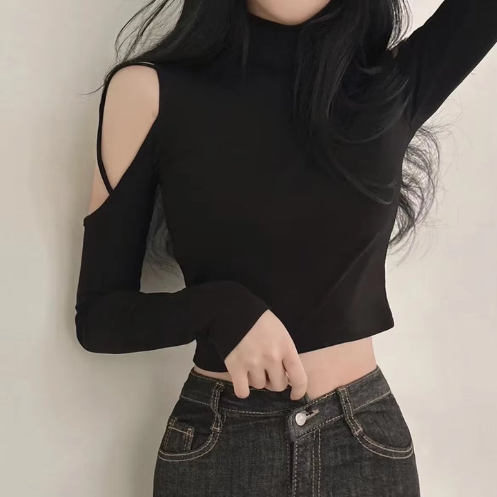 Uma Shoulder Cutout Turtleneck Top