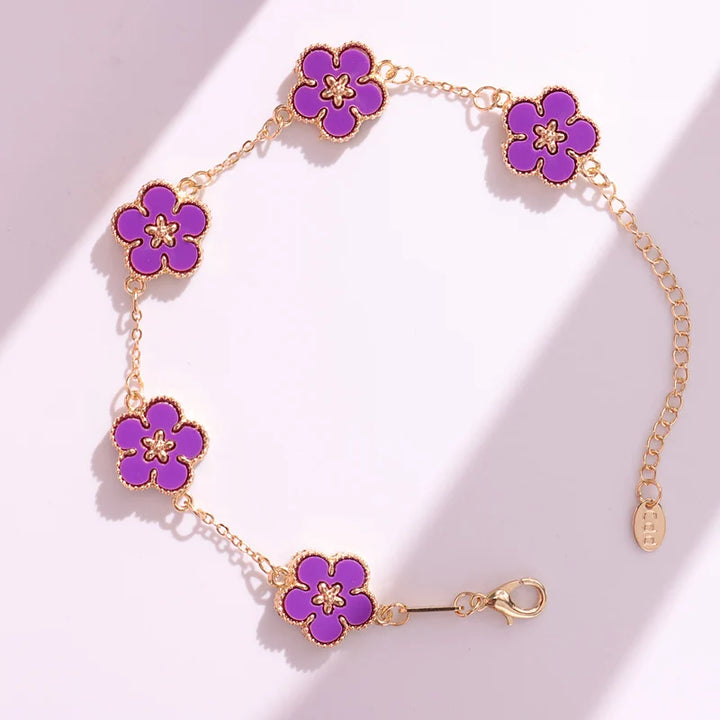 HUANZHI Colorful Butterfly Flower Heart Bracelet for Women Girl Link Chain Adjustable Double Sided Party Charm Jewelry Wholesale