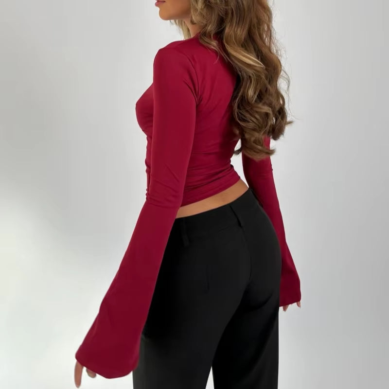 Wilma V-Neck Flare Sleeve Top