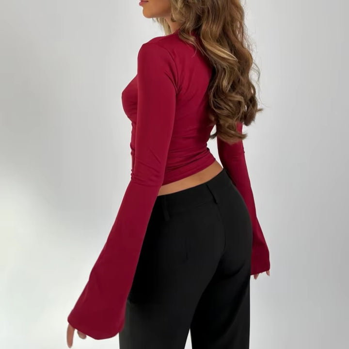 Wilma V-Neck Flare Sleeve Top
