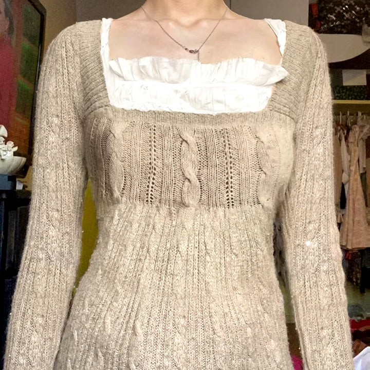 Bianaca Babydoll Cableknit Top