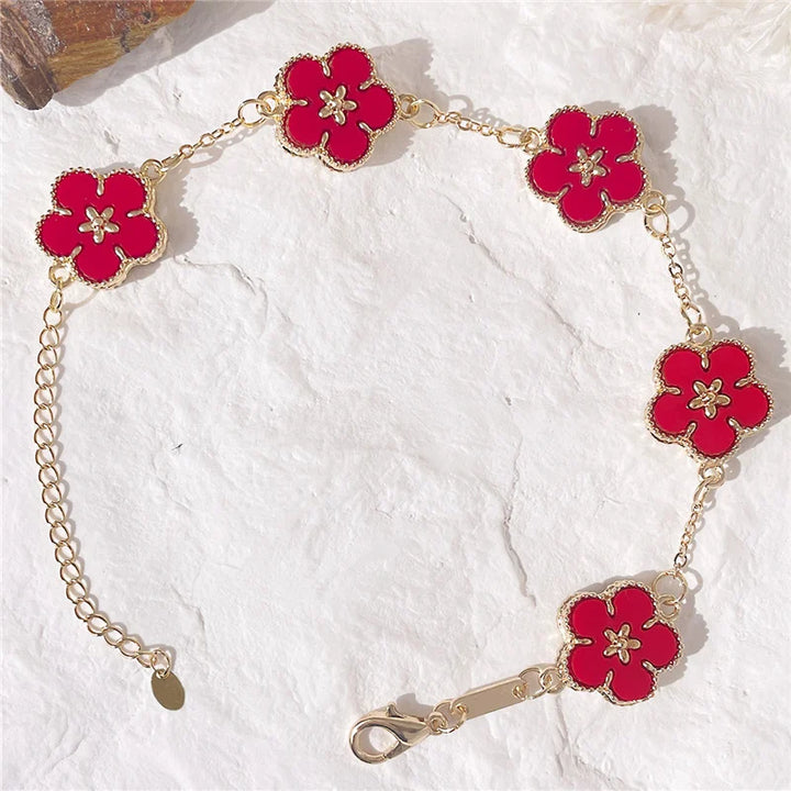 HUANZHI Colorful Butterfly Flower Heart Bracelet for Women Girl Link Chain Adjustable Double Sided Party Charm Jewelry Wholesale