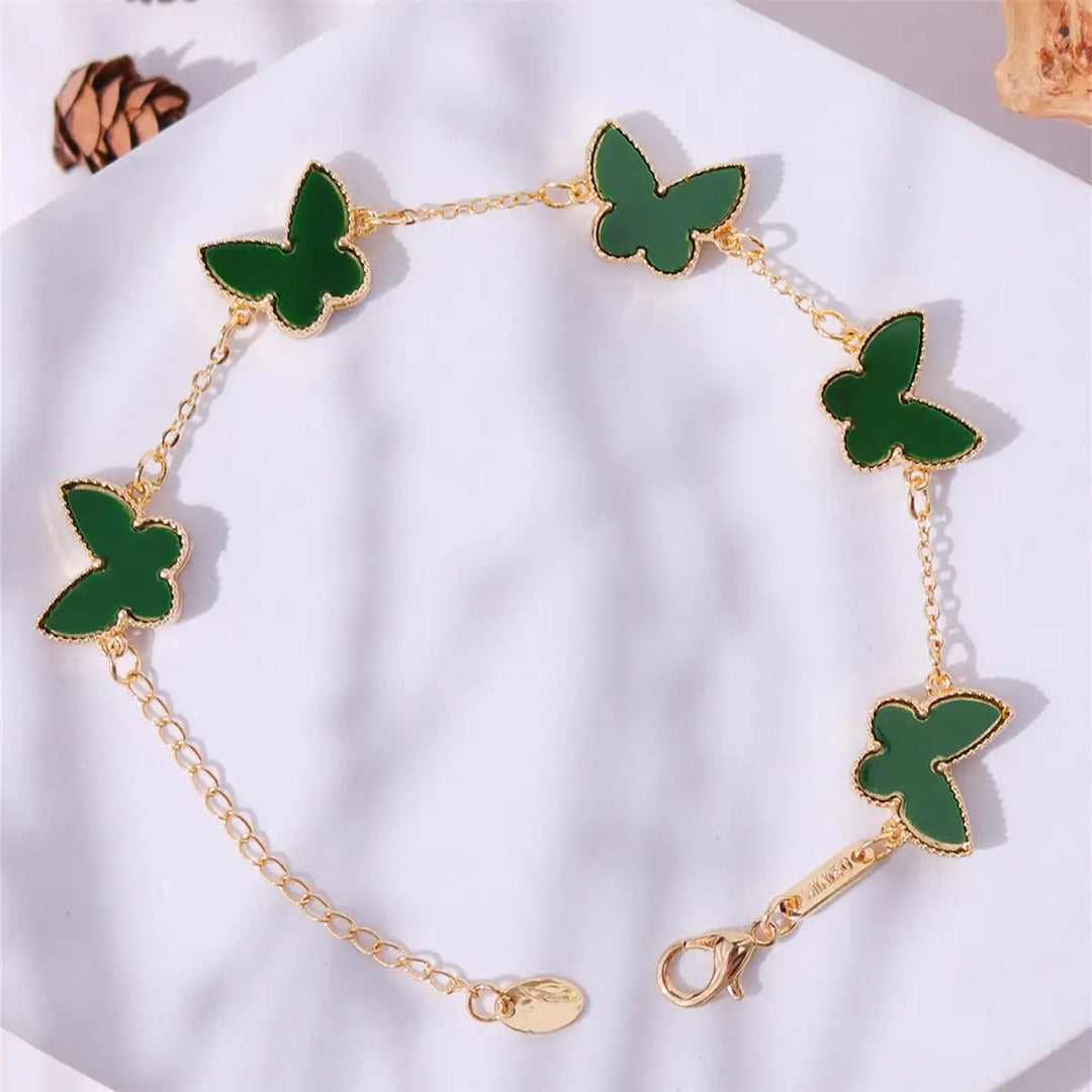 HUANZHI Colorful Butterfly Flower Heart Bracelet for Women Girl Link Chain Adjustable Double Sided Party Charm Jewelry Wholesale