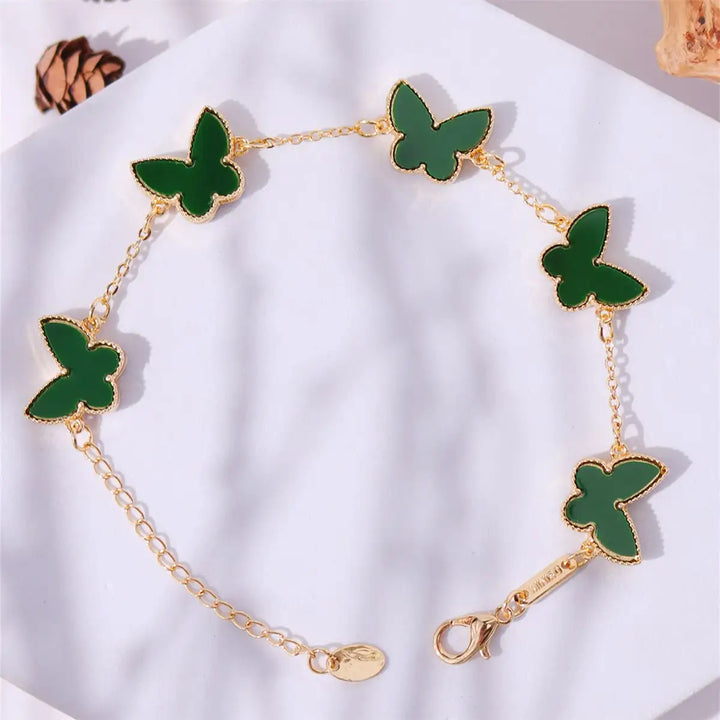 HUANZHI Colorful Butterfly Flower Heart Bracelet for Women Girl Link Chain Adjustable Double Sided Party Charm Jewelry Wholesale