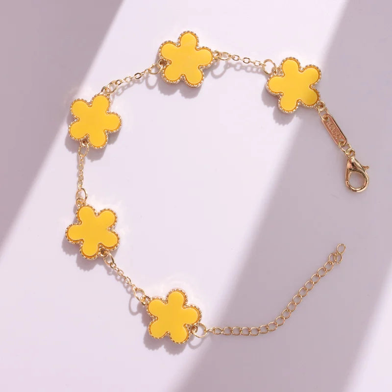 HUANZHI Colorful Butterfly Flower Heart Bracelet for Women Girl Link Chain Adjustable Double Sided Party Charm Jewelry Wholesale