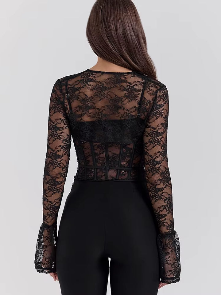 Riya Lace Flare-Sleeve Blouse
