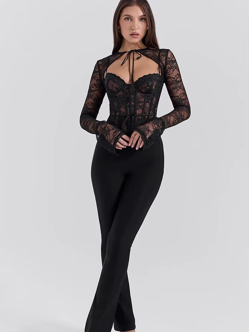 Riya Lace Flare-Sleeve Blouse