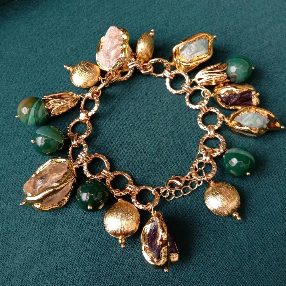 Nerida Citrine Amethyst Amazonite Charm Bracelet
