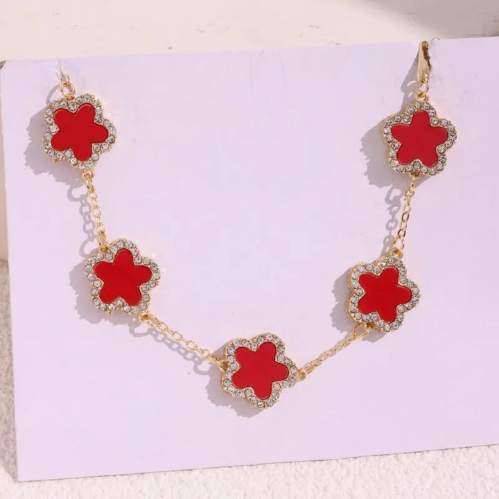 HUANZHI Colorful Butterfly Flower Heart Bracelet for Women Girl Link Chain Adjustable Double Sided Party Charm Jewelry Wholesale