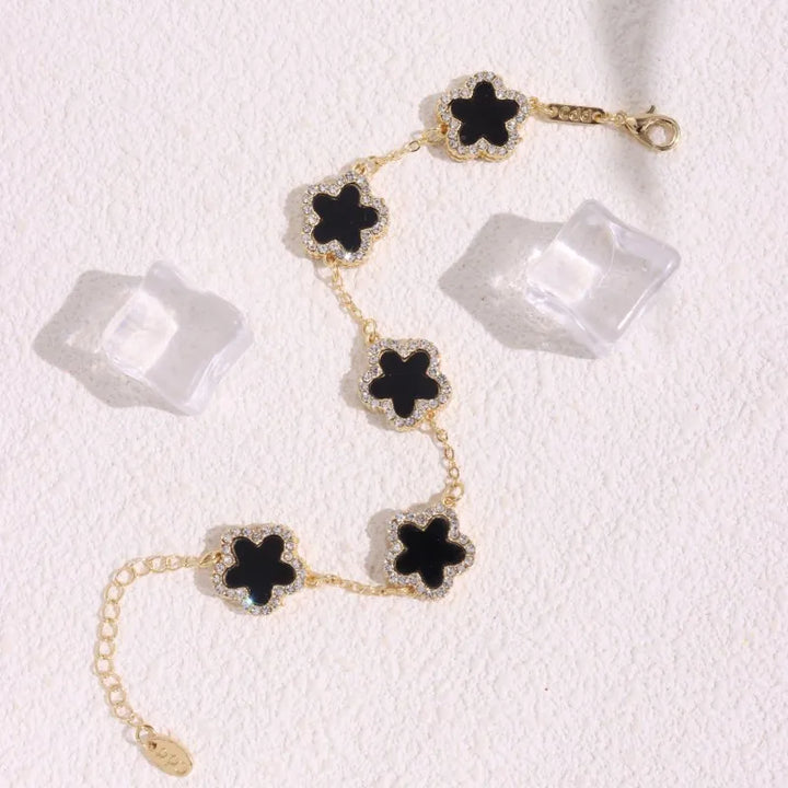 HUANZHI Colorful Butterfly Flower Heart Bracelet for Women Girl Link Chain Adjustable Double Sided Party Charm Jewelry Wholesale
