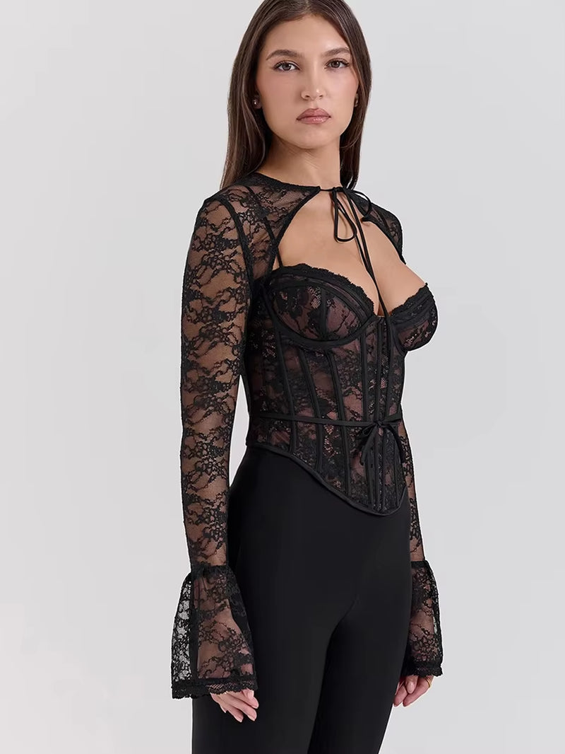 Riya Lace Flare-Sleeve Blouse