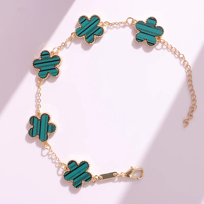 HUANZHI Colorful Butterfly Flower Heart Bracelet for Women Girl Link Chain Adjustable Double Sided Party Charm Jewelry Wholesale