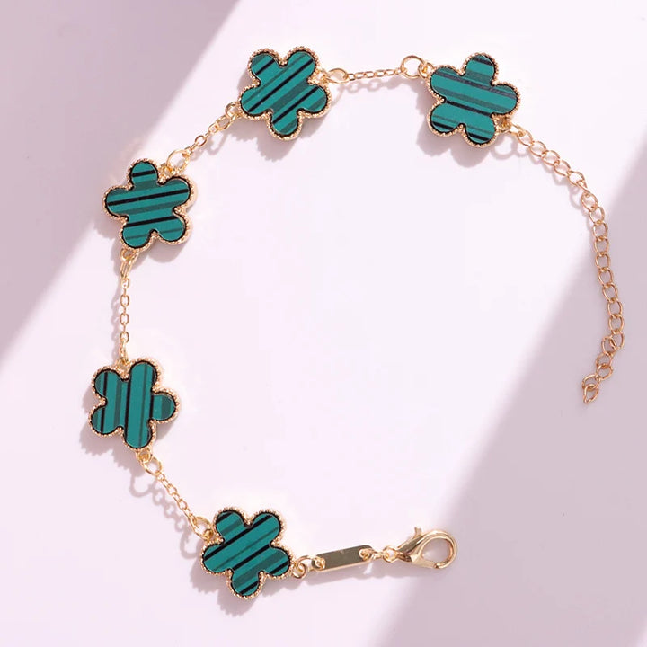 HUANZHI Colorful Butterfly Flower Heart Bracelet for Women Girl Link Chain Adjustable Double Sided Party Charm Jewelry Wholesale