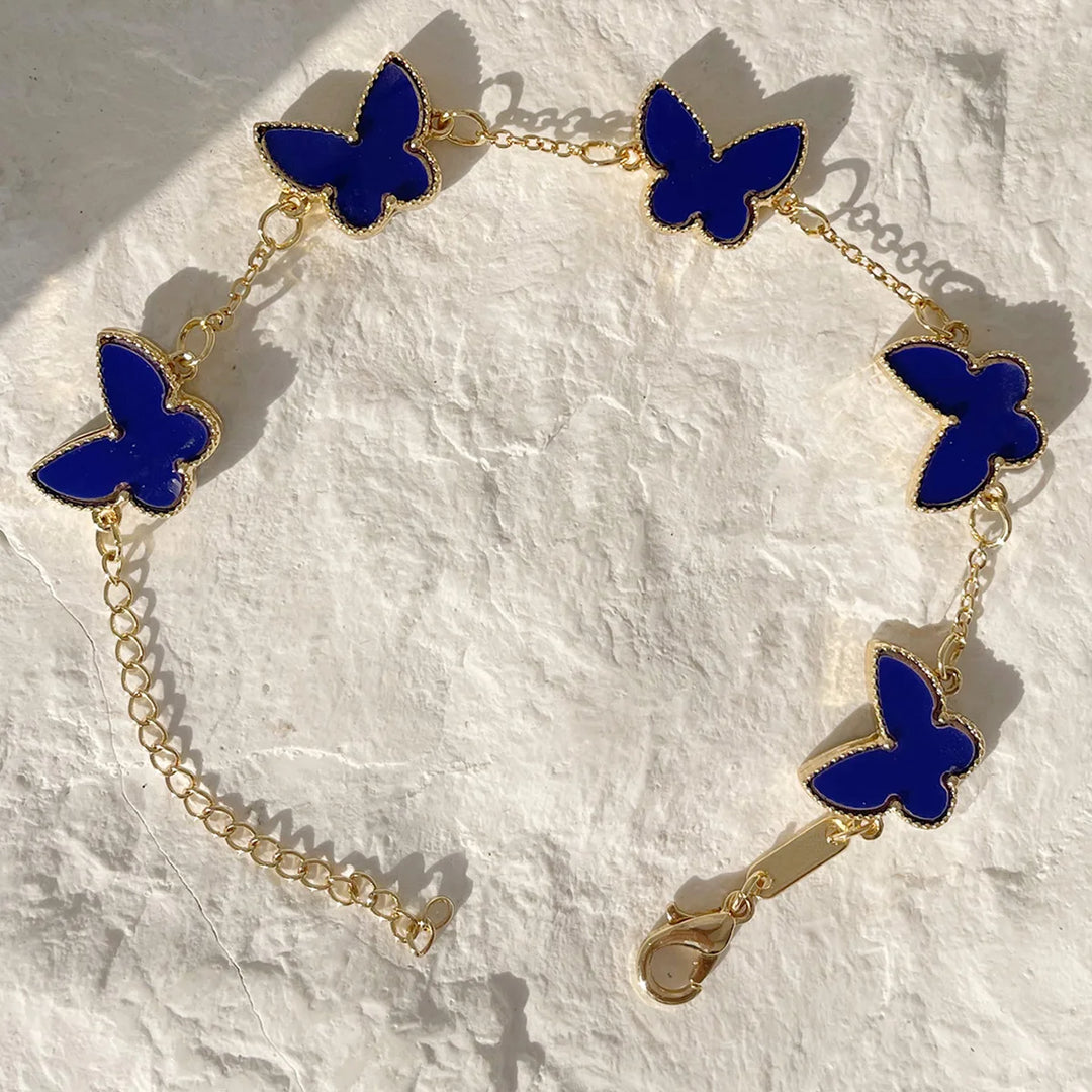 HUANZHI Colorful Butterfly Flower Heart Bracelet for Women Girl Link Chain Adjustable Double Sided Party Charm Jewelry Wholesale