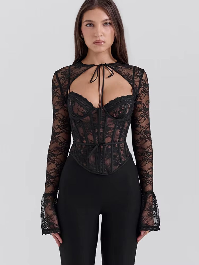 Riya Lace Flare-Sleeve Blouse