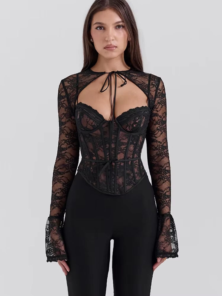 Riya Lace Flare-Sleeve Blouse