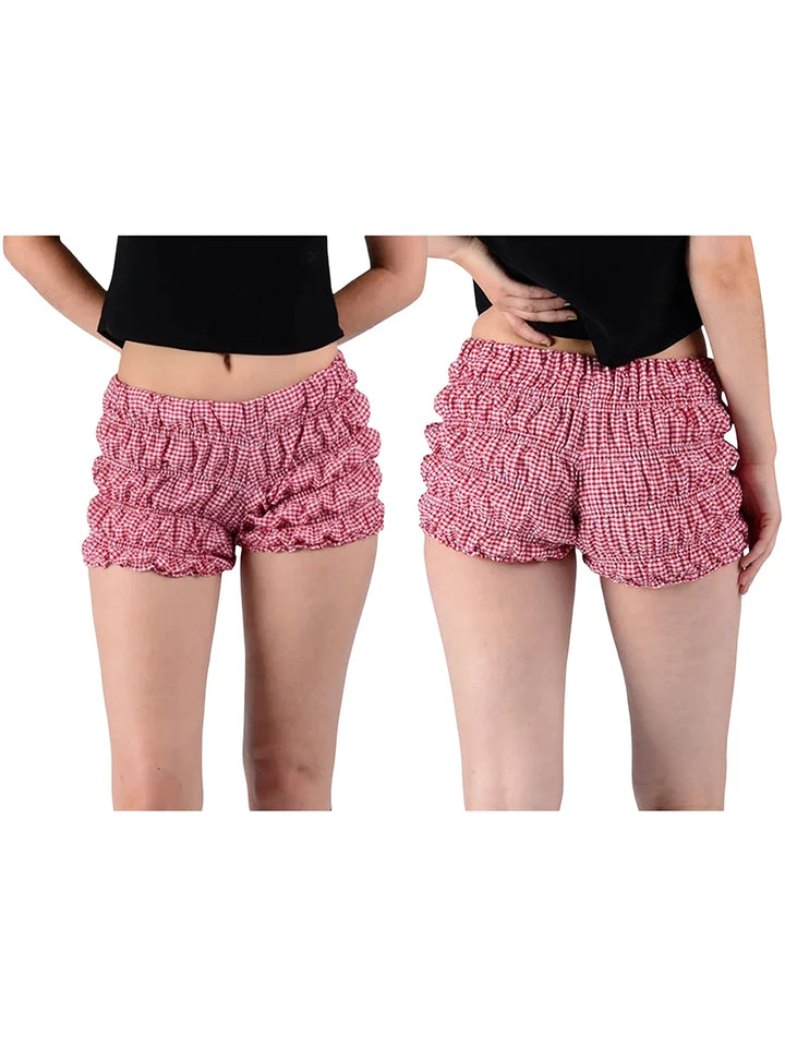 Summer Plaid Ruffle Shorts