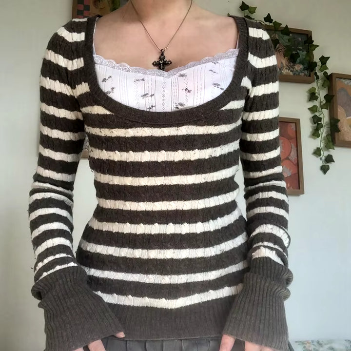 Riley Retro Striped Fitted Sweater