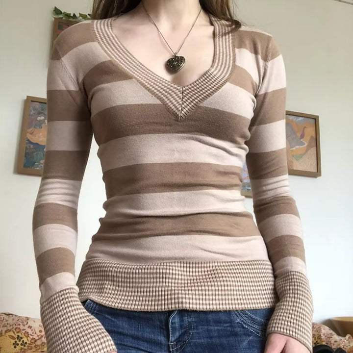 Riley Retro Striped Fitted Sweater