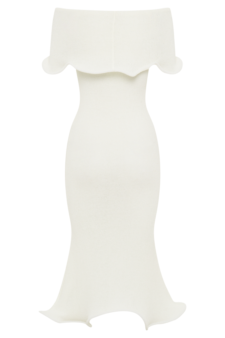 Andrea Off Shoulder Knit Midi Dress - Ivory