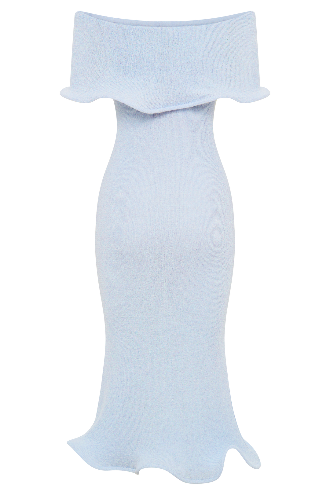 Andrea Off Shoulder Knit Midi Dress - Sky Blue