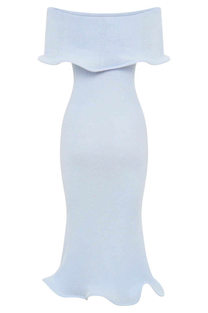Andrea Off Shoulder Knit Midi Dress - Sky Blue