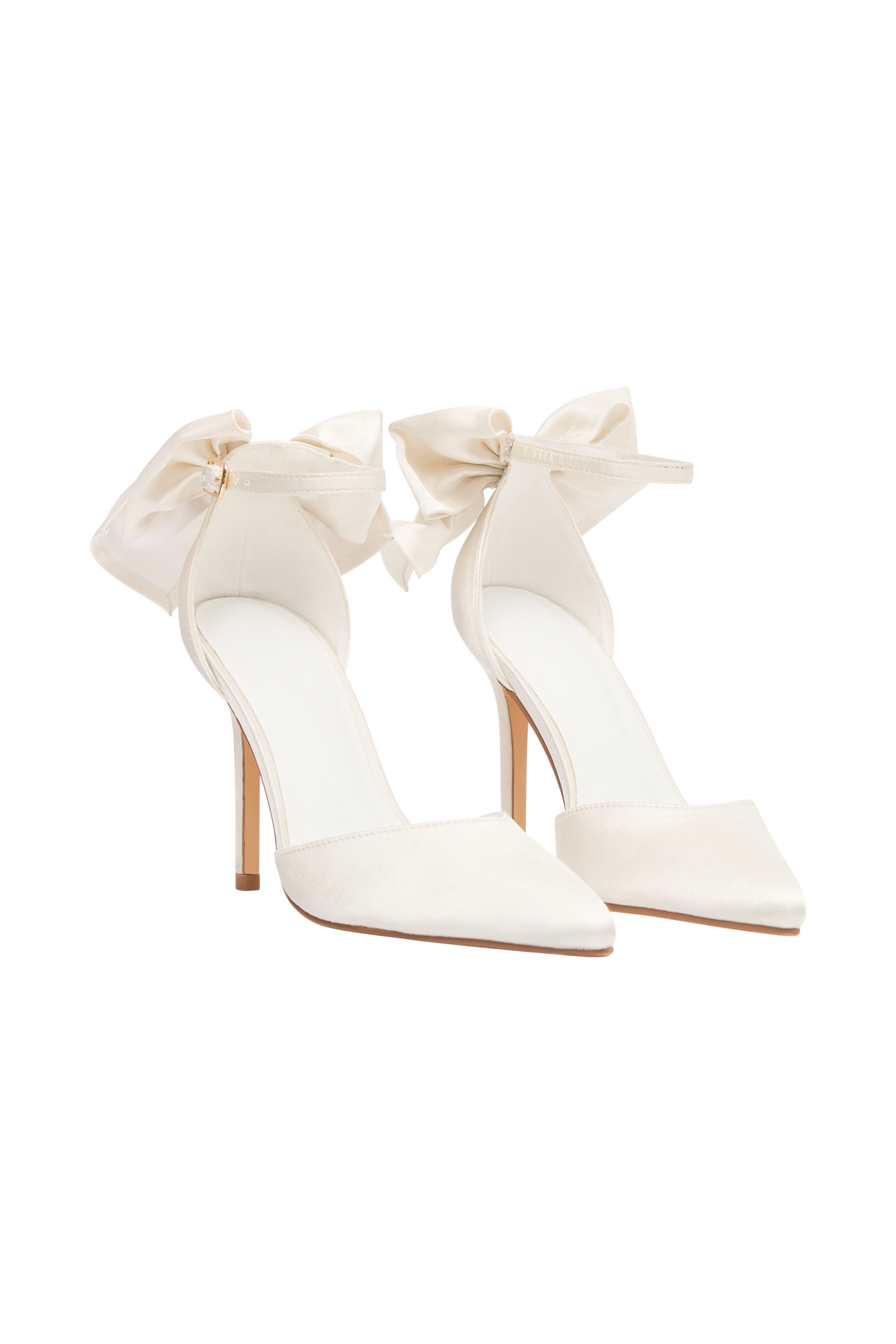 Charmed Satin Bow Heel - White