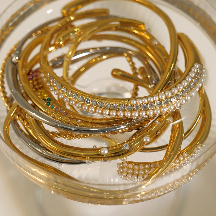 Rosalinda Waterproof Mixed Metal Bangles Bracelet Stack