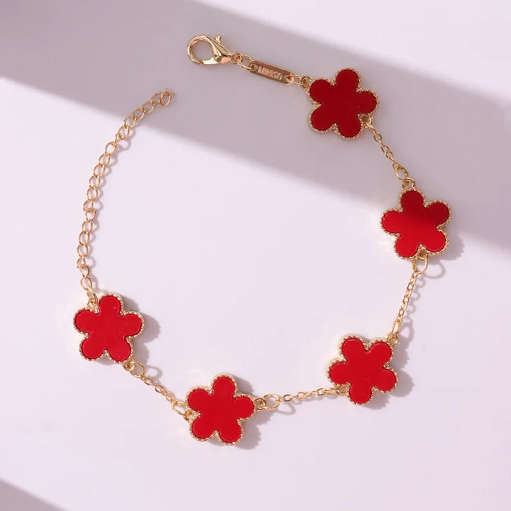 HUANZHI Colorful Butterfly Flower Heart Bracelet for Women Girl Link Chain Adjustable Double Sided Party Charm Jewelry Wholesale