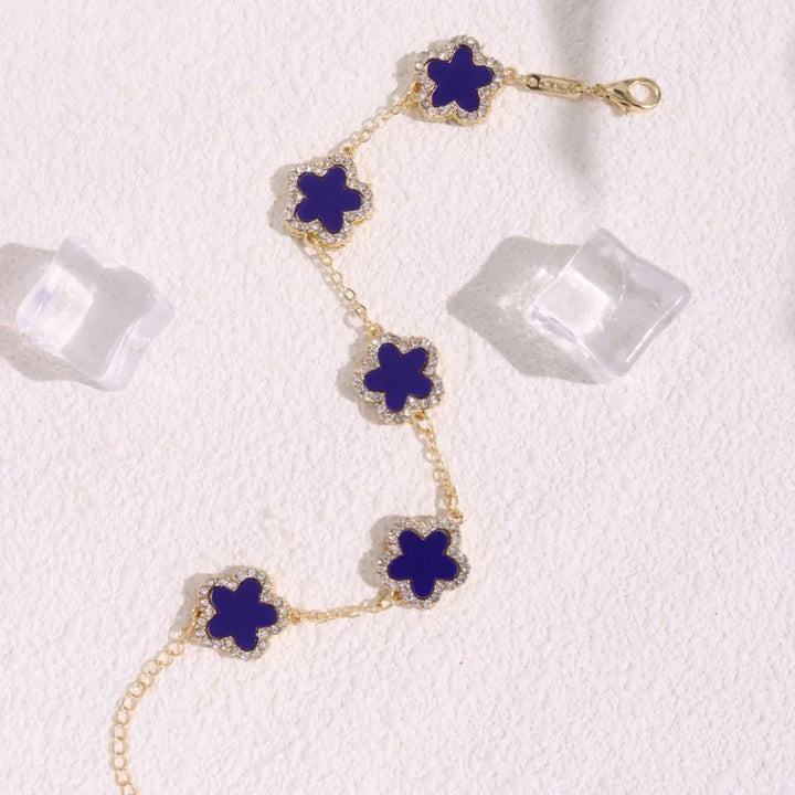HUANZHI Colorful Butterfly Flower Heart Bracelet for Women Girl Link Chain Adjustable Double Sided Party Charm Jewelry Wholesale