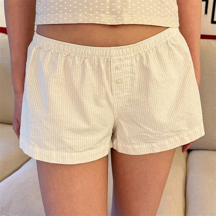 Y2K Shorts Women Fairycore Clothing Floral/Plaid Print Elastic Low Waist Lounge Boxers Shorts Hot Pants Streetwear