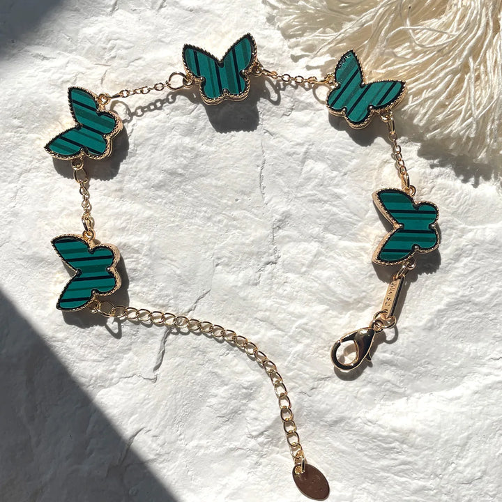 HUANZHI Colorful Butterfly Flower Heart Bracelet for Women Girl Link Chain Adjustable Double Sided Party Charm Jewelry Wholesale