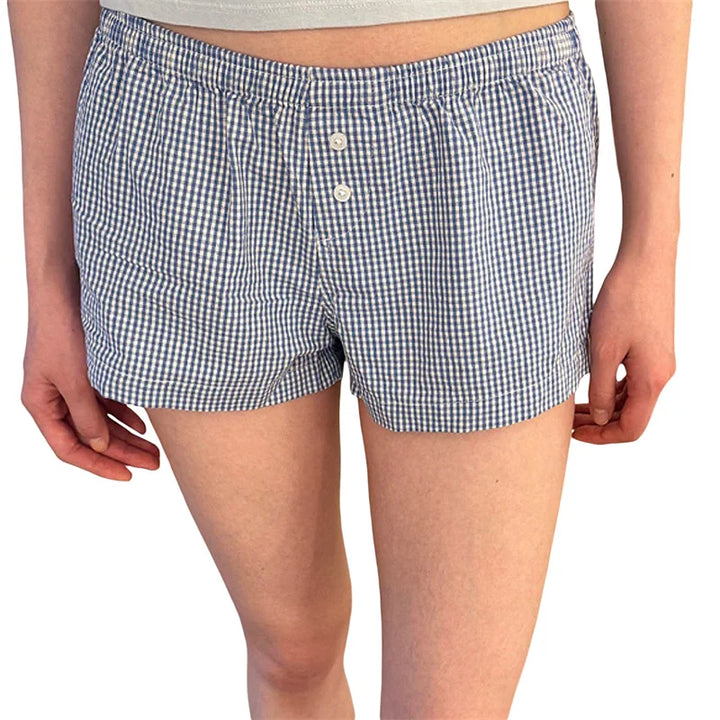Y2K Shorts Women Fairycore Clothing Floral/Plaid Print Elastic Low Waist Lounge Boxers Shorts Hot Pants Streetwear
