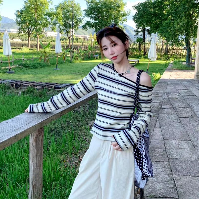 Elektra Striped Off-Shoulder Sweater