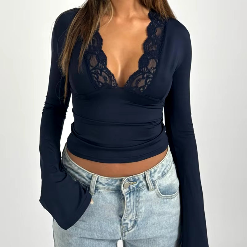 Wilma V-Neck Flare Sleeve Top