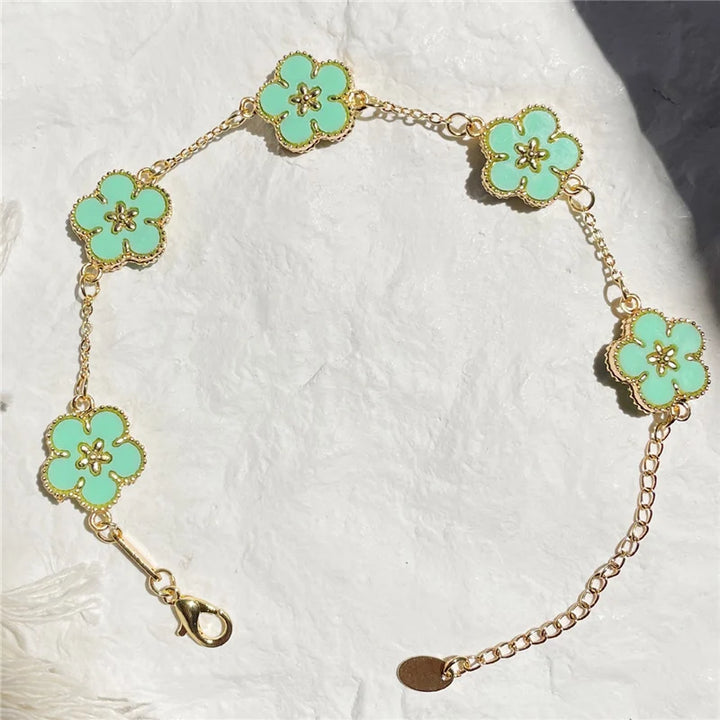 HUANZHI Colorful Butterfly Flower Heart Bracelet for Women Girl Link Chain Adjustable Double Sided Party Charm Jewelry Wholesale