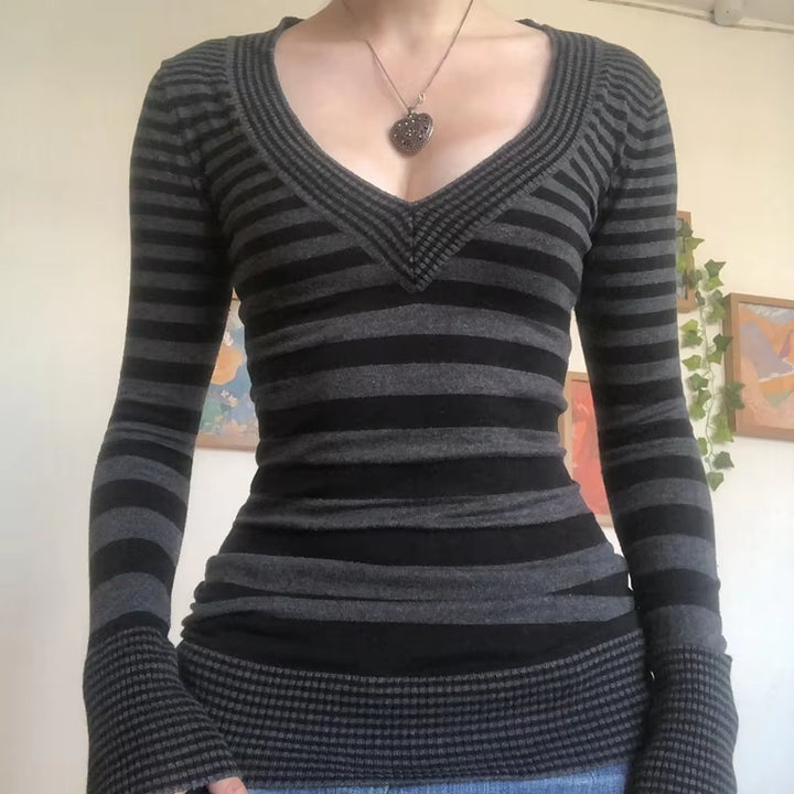 Riley Retro Striped Fitted Sweater