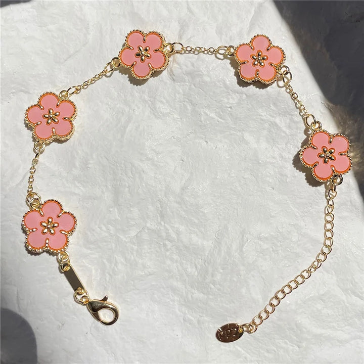 HUANZHI Colorful Butterfly Flower Heart Bracelet for Women Girl Link Chain Adjustable Double Sided Party Charm Jewelry Wholesale