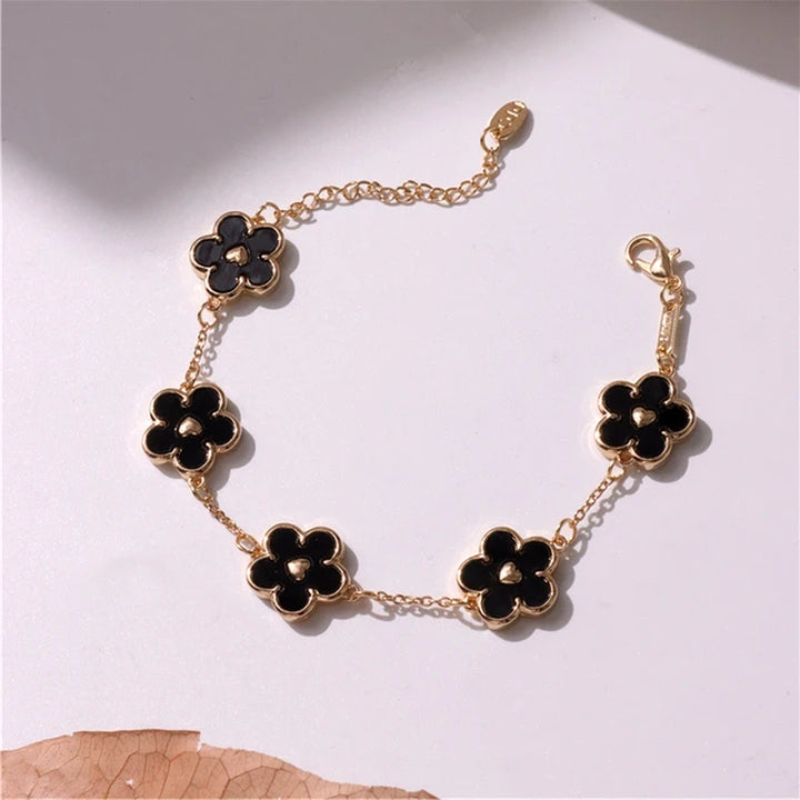HUANZHI Colorful Butterfly Flower Heart Bracelet for Women Girl Link Chain Adjustable Double Sided Party Charm Jewelry Wholesale