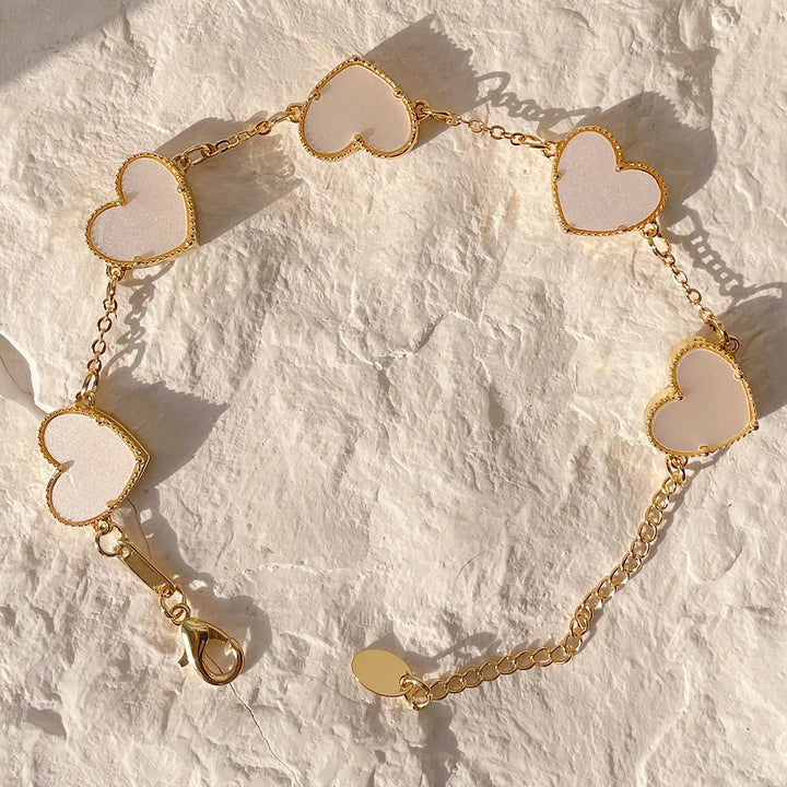 HUANZHI Colorful Butterfly Flower Heart Bracelet for Women Girl Link Chain Adjustable Double Sided Party Charm Jewelry Wholesale