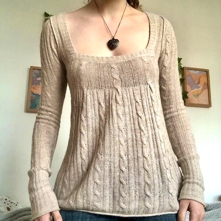 Bianaca Babydoll Cableknit Top